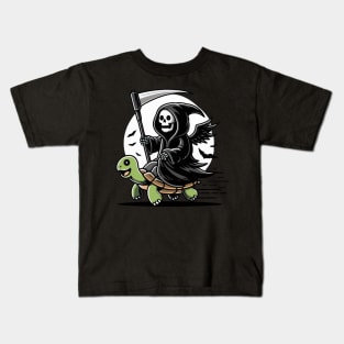 Grim reaper ride turtle Kids T-Shirt